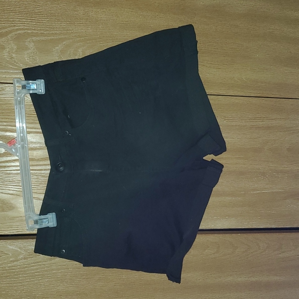 Black denim shorts